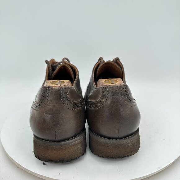 John Varvatos Men Size 9.5M Brown Distressed Leather Brogue Wingtip Derby Shoes - Picture 5 of 11